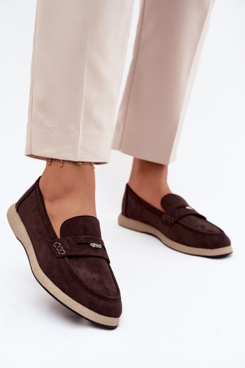 Women's Suede-Look Loafers Vinceza 62273 Chocolate