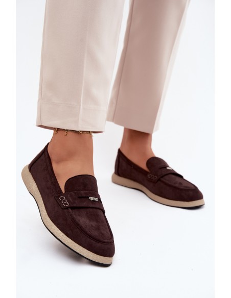 Women's Suede-Look Loafers Vinceza 62273 Chocolate