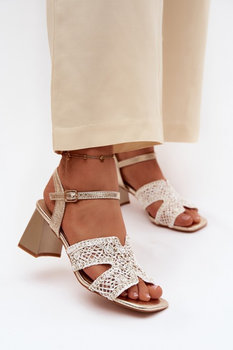 Women's Block Heel Sandals Vinceza 20282 Gold