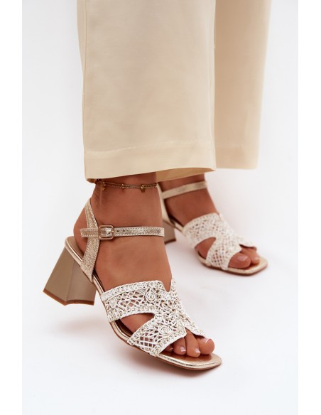 Women's Block Heel Sandals Vinceza 20282 Gold