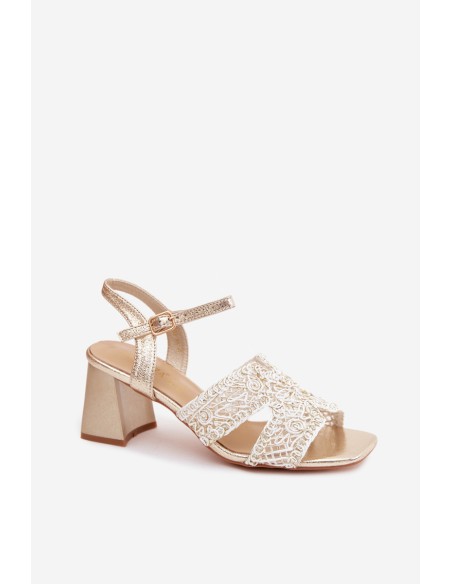 Women's Block Heel Sandals Vinceza 20282 Gold