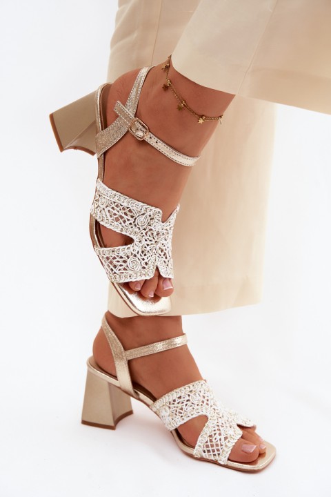 Women's Block Heel Sandals Vinceza 20282 Gold