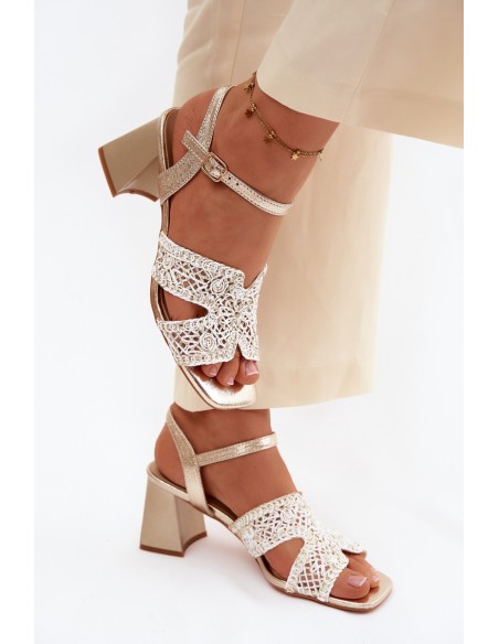 Women's Block Heel Sandals Vinceza 20282 Gold