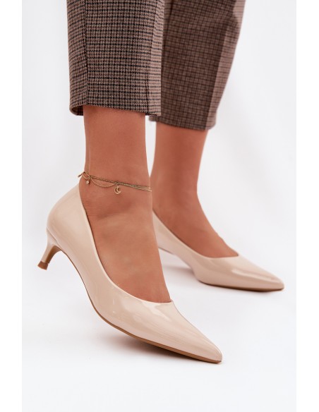 Patent Leather Low Heel Beige Shoes Girela