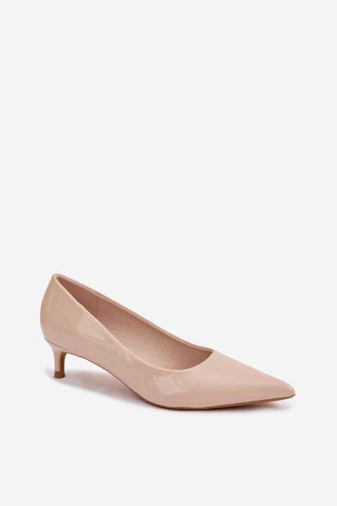 Patent Leather Low Heel Beige Shoes Girela