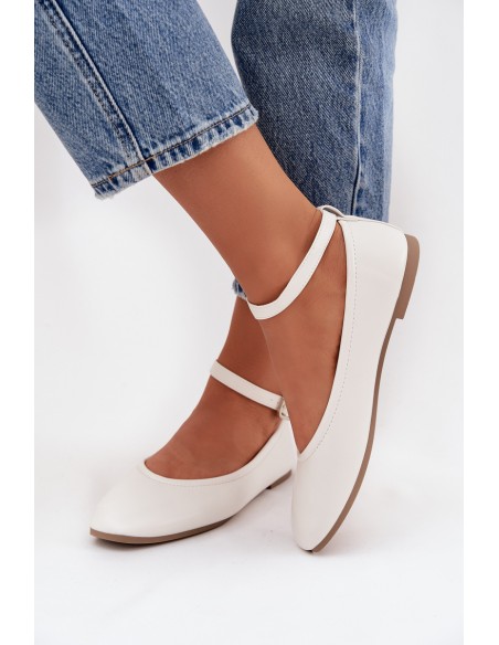 Women's Ballerinas With Strap And Clasp White Janelor