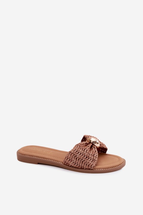 Women's Woven Sandals With Gold Details Brown Goldie