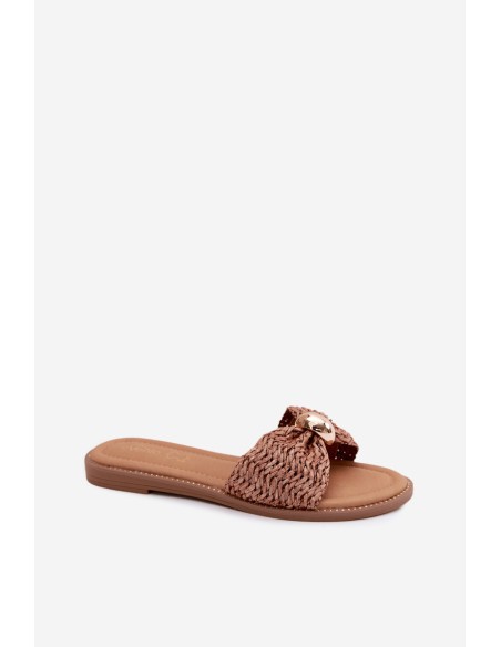 Women's Woven Sandals With Gold Details Brown Goldie