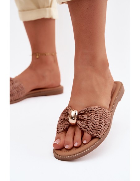 Women's Woven Sandals With Gold Details Brown Goldie
