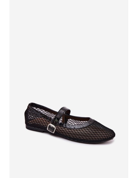 Mesh Ballerinas With Strap Black Gaia