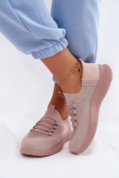 Material Slip-On Women's Sports Shoes Pink Olive