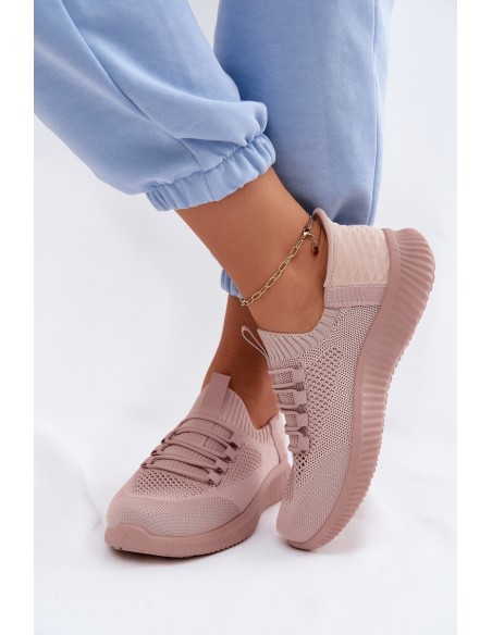 Material Slip-On Women's Sports Shoes Pink Olive