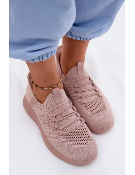 Material Slip-On Women's Sports Shoes Pink Olive