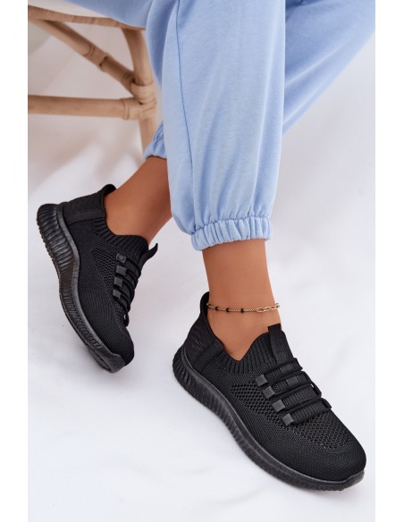 Women's Material Slip-On Sports Shoes Black Olive