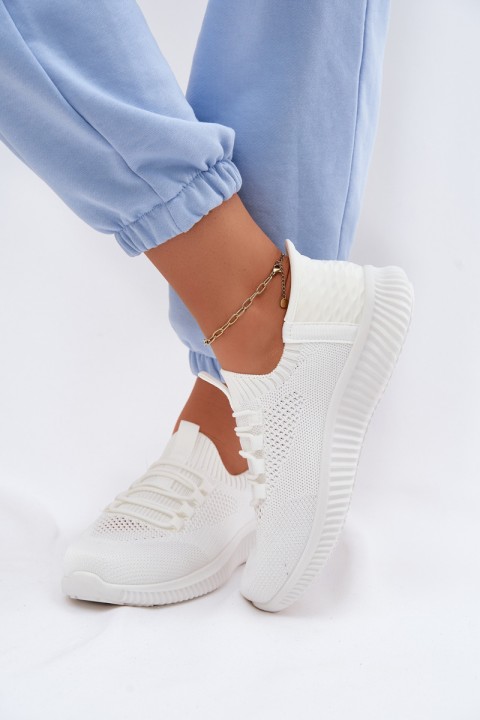 Women's Material Slip-On Sports Shoes White Olive