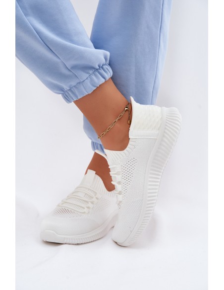 Women's Material Slip-On Sports Shoes White Olive