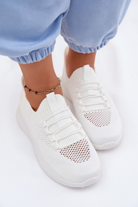 Women's Material Slip-On Sports Shoes White Olive