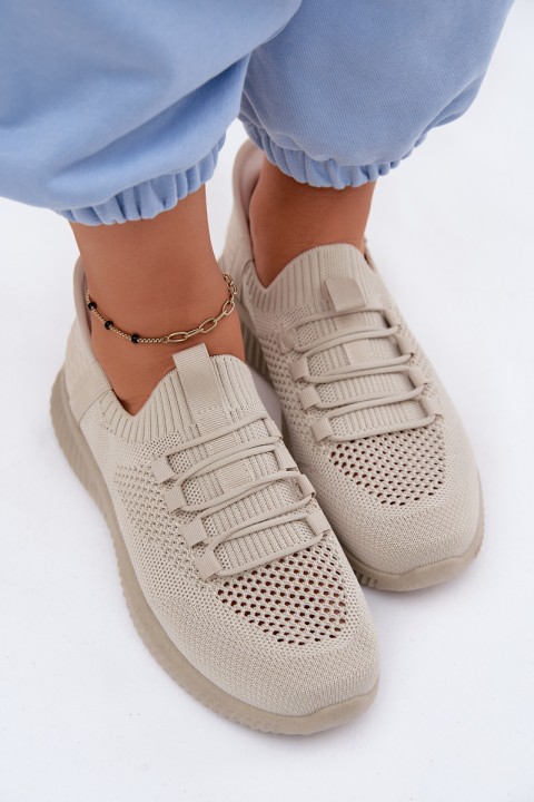 Material Slip-On Women's Sports Shoes Beige Olive