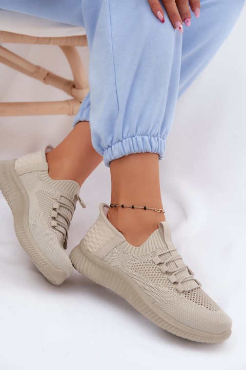 Material Slip-On Women's Sports Shoes Beige Olive