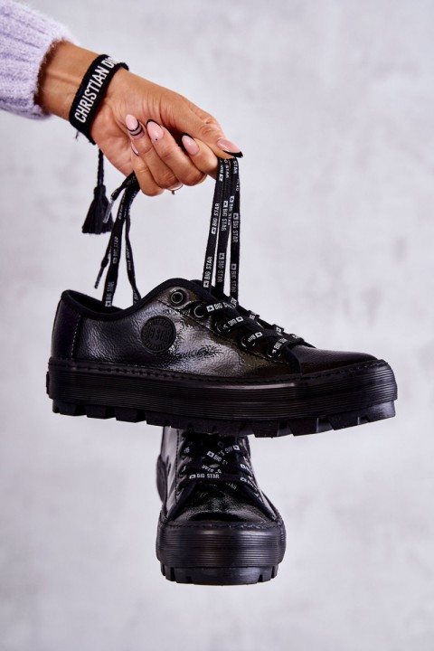 Fashionable Lacquered Sneakers Big Star KK274044 Black