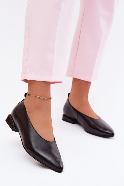 Leather Flat Black Ballerinas Hoshi