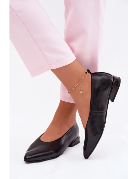 Leather Flat Black Ballerinas Hoshi