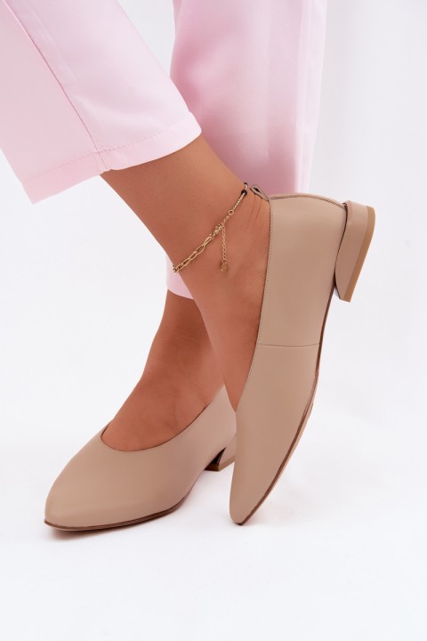 Leather Ballerinas Flat Beige Hoshi
