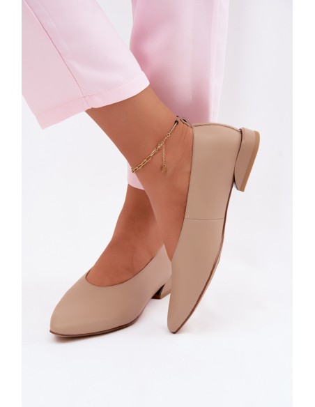 Leather Ballerinas Flat Beige Hoshi