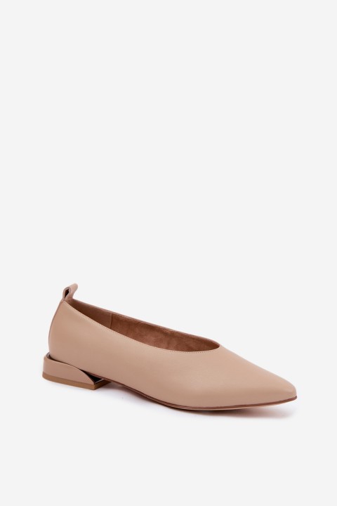Leather Ballerinas Flat Beige Hoshi