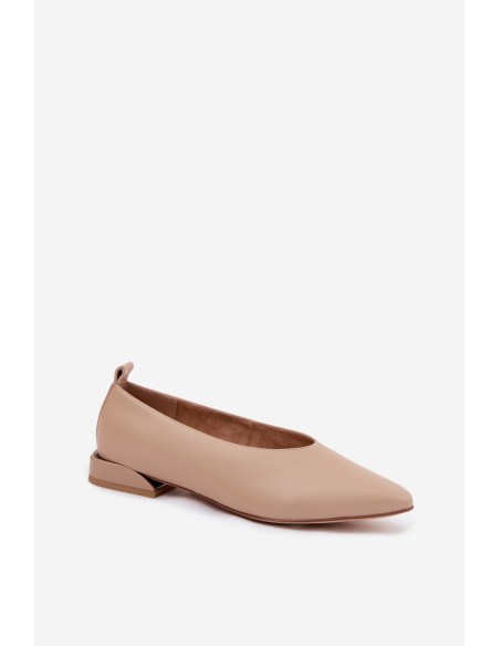 Leather Ballerinas Flat Beige Hoshi