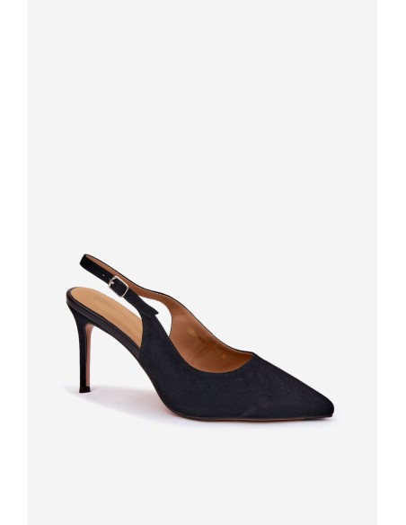 Women's High Heel Sandals Made of Natural Suede Black Kandy