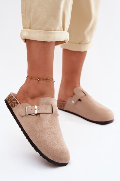 Women's Clogs with Buckle Beige Lacey