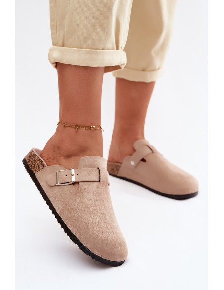 Women's Clogs with Buckle Beige Lacey