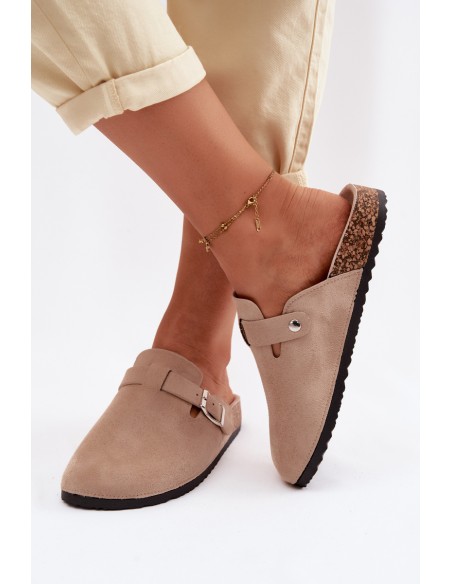 Women's Clogs with Buckle Beige Lacey