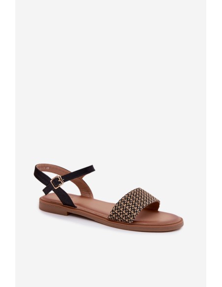 Women's Flat Black Sandals Lumina