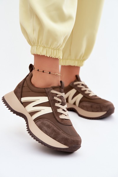 Women's Suede Sneakers on Platform Vinceza 41521 Brown