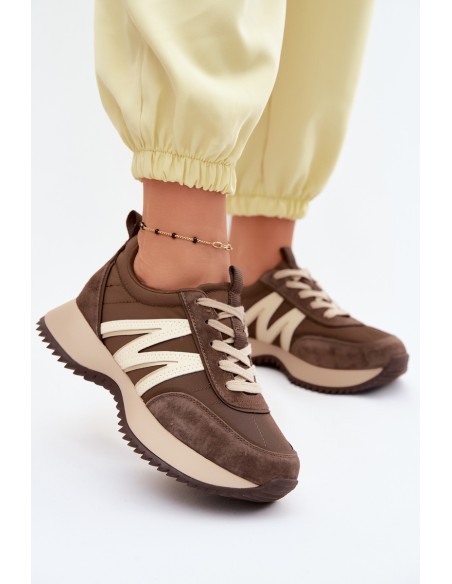 Women's Suede Sneakers on Platform Vinceza 41521 Brown