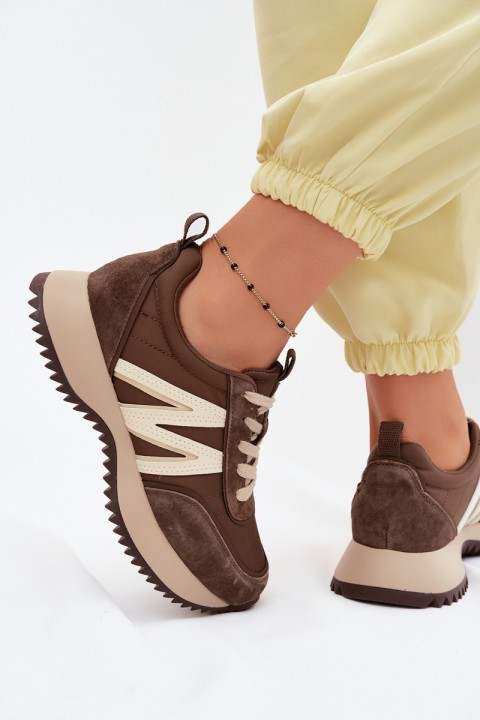 Women's Suede Sneakers on Platform Vinceza 41521 Brown