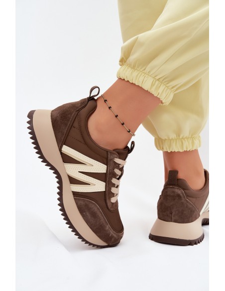 Women's Suede Sneakers on Platform Vinceza 41521 Brown