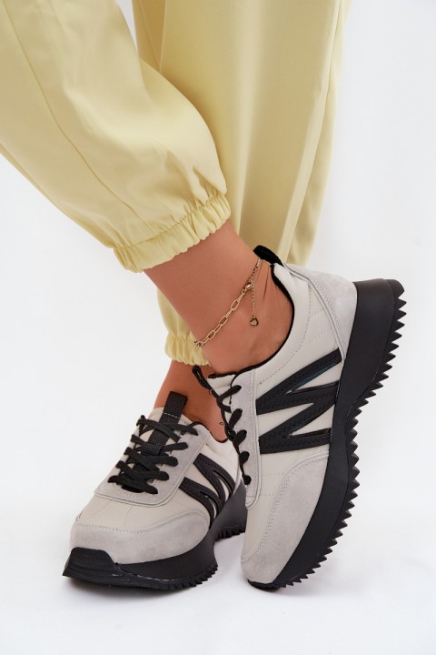 Vinceza Women's Suede Sneakers On Platform 41521 Gray