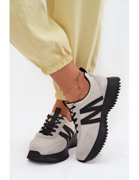 Vinceza Women's Suede Sneakers On Platform 41521 Gray