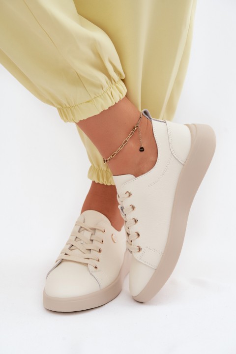 Leather Women's Loafers Vinceza 41508 Light Beige