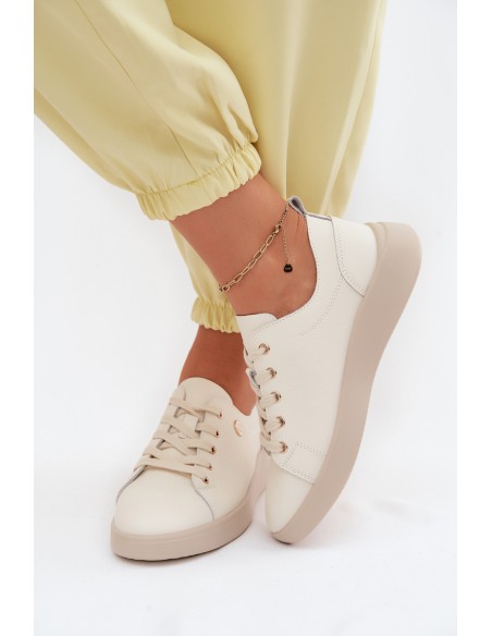 Leather Women's Loafers Vinceza 41508 Light Beige