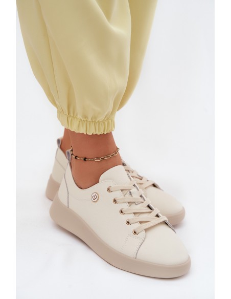 Leather Women's Loafers Vinceza 41508 Light Beige