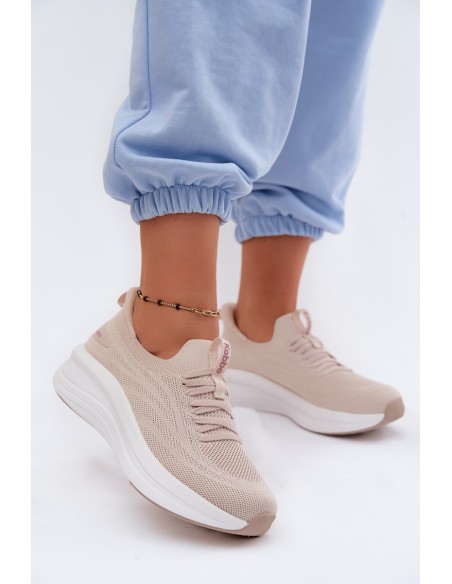 Material Sports Shoes Women's Slip-On Sneakers Kobbo 102425 Beige