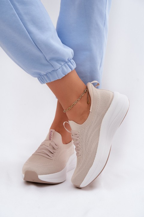 Material Sports Shoes Women's Slip-On Sneakers Kobbo 102425 Beige