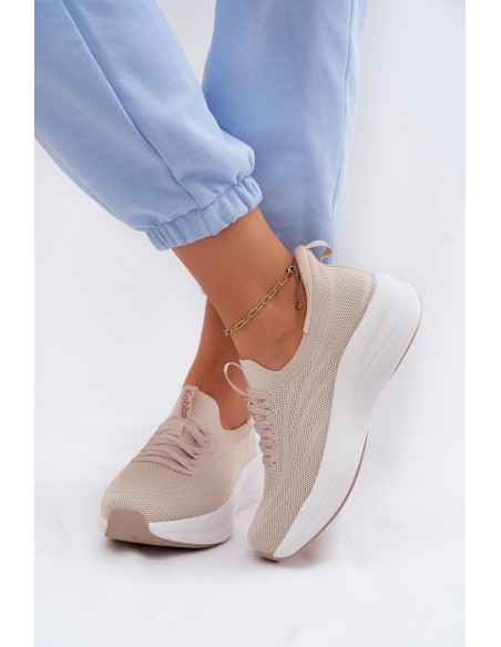 Material Sports Shoes Women's Slip-On Sneakers Kobbo 102425 Beige