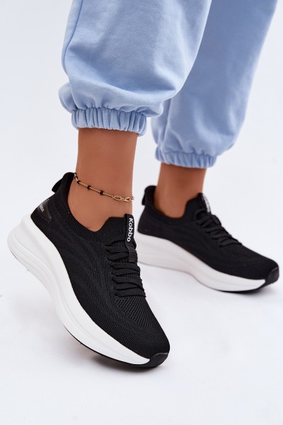 Material Sports Shoes Women's Sneakers Slip-On Kobbo 102425 Black