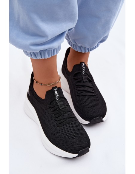 Material Sports Shoes Women's Sneakers Slip-On Kobbo 102425 Black