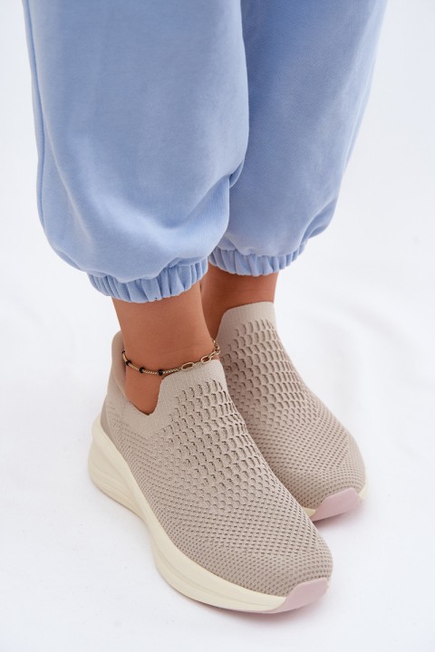Women's Slip-On Sneakers Fabric Kobbo 102424 Beige